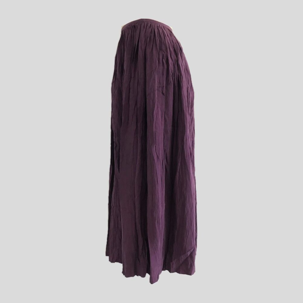 Vintage 1990s Eddie Bauer Purple Long Rayon Crinkled Midi Skirt 12